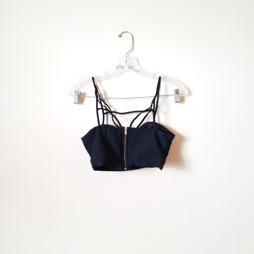 *SOLD CR Black Caged Strappy Crop Top XS - Picture 4 of 6